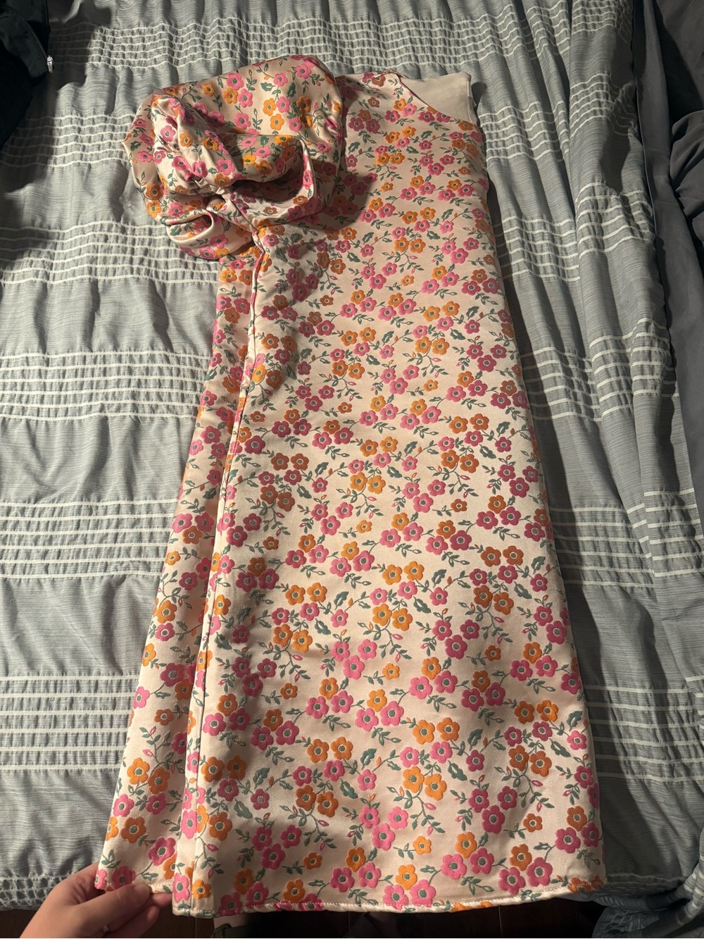 Love Floral Midi Dress in Pink & Orange on Cream